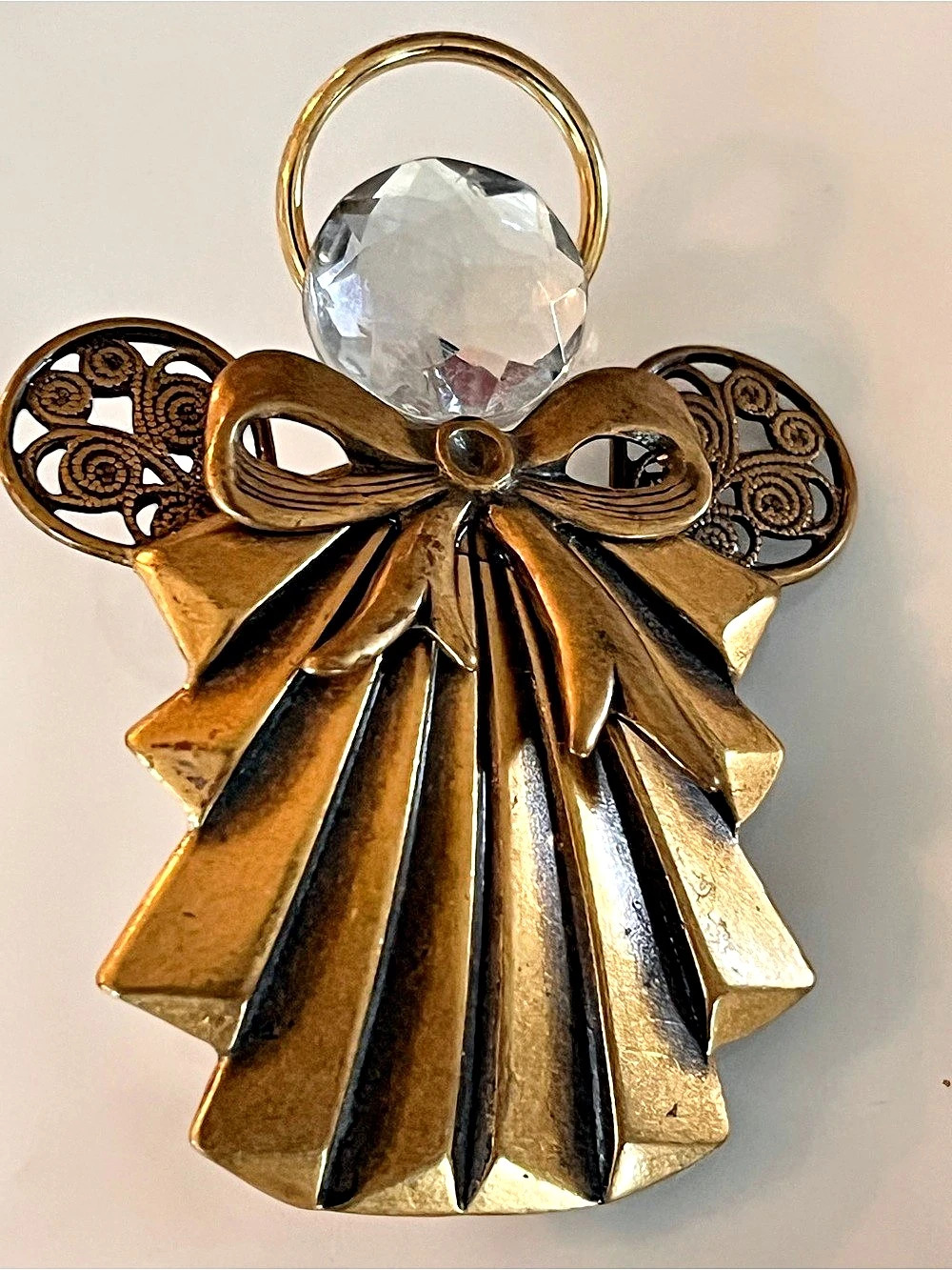Angel Brooch Gold Crystal